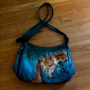 Anuschka Hand-Painted Leather Hobo Shoulder Bag